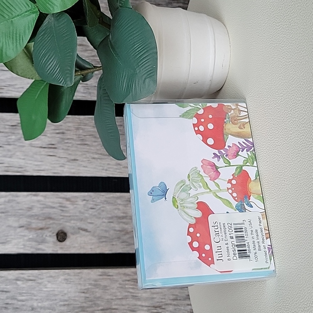 Whimsical Mushroom and Butterfly Notecard Set - Picture 3 of 4